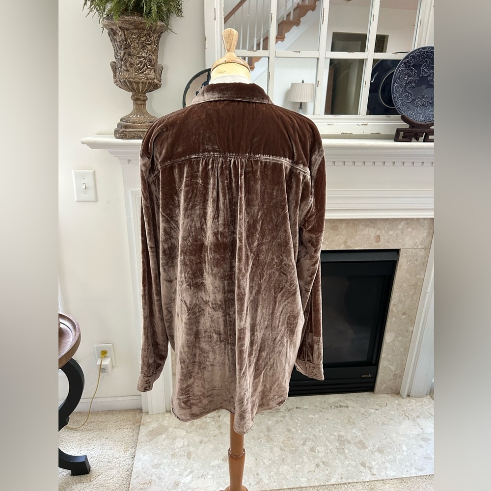 Pilcro Brown Velvet Button Down Shirt - Picture 6 of 10